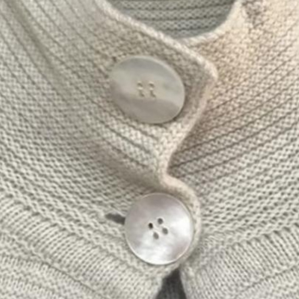 MARINA RINALDI, Beige cashmere/wool blend cableknit wrap Poncho O/S - Picture 5 of 12
